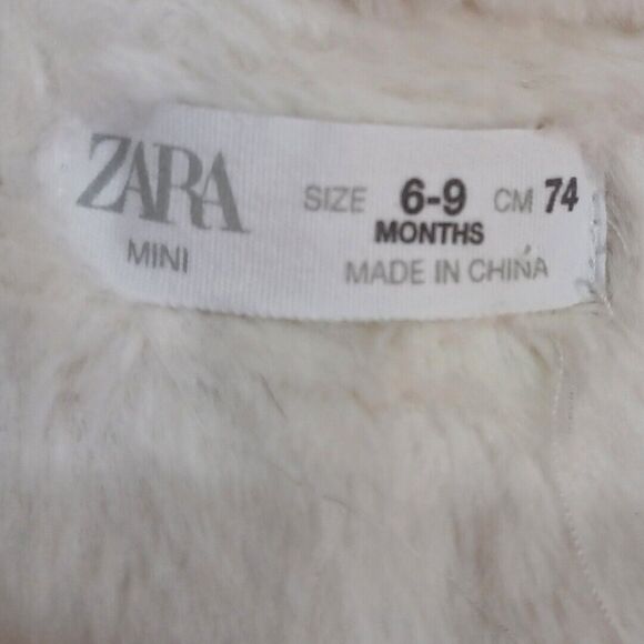 Zara Mini Collections Sweater Jacket Fleece Lined Hooded Grey White 6-9 Months - Picture 6 of 9